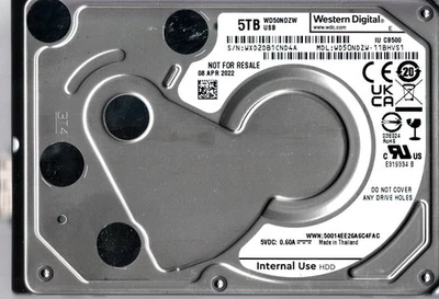 WD50NDZW-11BHVS1 S/N: WXD2D WESTERN DIGITAL 5TB THAILAND APR 2022 - Image 1 of 2