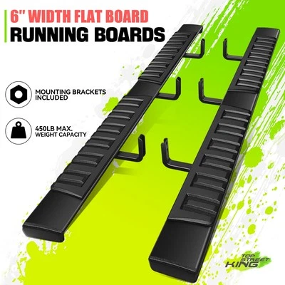 estriberas de barra lateral plana negra de 6" para Nissan Frontier doble cabina 05-24 Foto 1 de 4