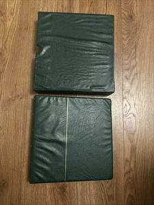 STAMPS - LIGHTHOUSE ( GREEN ) PADDED ALBUM & SLIP CASE- 13 RING - PRE OWN - - Picture 1 of 11