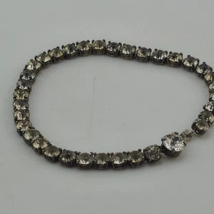 Vintage Coro Sterlingsilber CZ Tennisarmband 7 Zoll Vintage runder Kristall - Bild 1 von 5