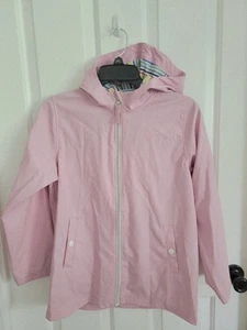 Pink Platinum Girl's Pink Water Resistant Zip-up Hooded Rain Jacket Size 10/12 - Picture 1 of 4