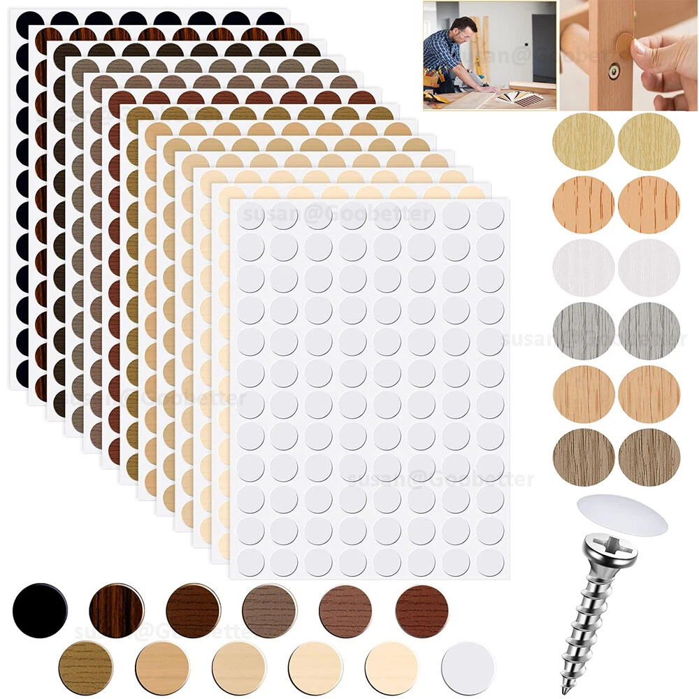 810 Stück Selbstklebende Schraubenabdeckungen - 15 Verschiedene Holzfarben, Je 54 Stück Pro Blatt, 21 Mm Durchmesser