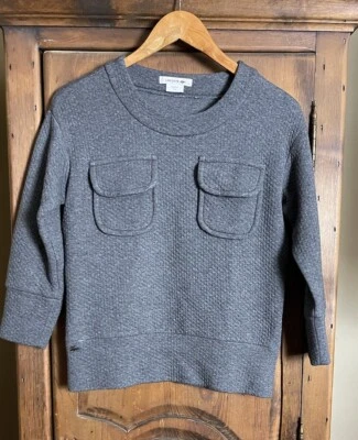 Sudadera pulóver texturizada manga 3/4 gris talla 32 LACOSTE para mujer 2 bolsillos Foto 1 de 4