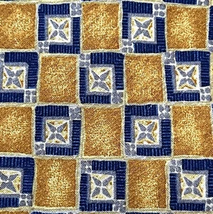 JOS. A. Cravatta Bank Corporate Collection XL lusso seta oro blu motivo geometrico - Foto 1 di 6