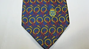 Svenska Polisen blue gold red geometric Silk tie 55 x 3.5 Necktie 15973 - Picture 1 of 3