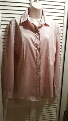 Camisa Blusa New York Company Elastizada Rosa Blanca Rayas Talla XL NUEVA CON ETIQUETAS $39.95 Foto 1 de 4