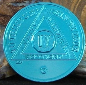 Anonyme Alkoholiker AA 4 Jahre Aluminium Medaillon & Flip Münze Chip Medaille nüchtern - Bild 1 von 3