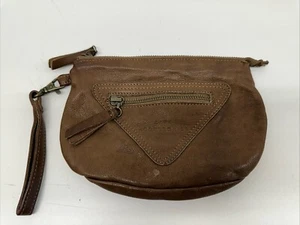 ZARA Brown Faux Leather Wristlet Clutch Purse Double Zipper - Picture 1 of 7
