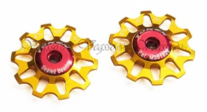 NEW TOKEN TK1701 ALLOY REAR DERAILLEUR PULLEY JOCKEY WHEEL 10T CAMPY 2pcs, GOLD - Picture 1 of 6