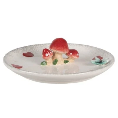 Dekorations Schale Teller Dessertteller 21cm Pilze Schmetterling Clayre & Eef - Bild 1 von 2