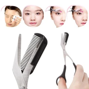 Women Eyebrow Trimmer Scissors Comb Hair Removal Grooming Cutter Shaping Tool - Picture 1 of 6
