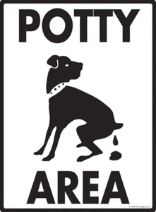 Potty Area Sign with Dog Pooping Exterior Rustproof Aluminum Sign - 9 x 12 - Picture 1 of 2