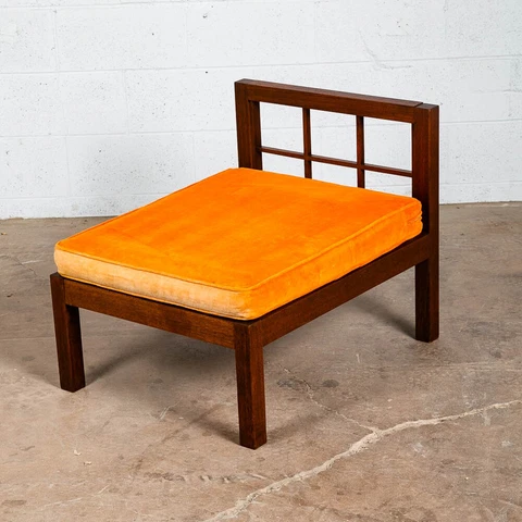 Mid Century Danish Modern Lounge Chair Orange Solid Teak Japanese Tan Side Mcm Cover