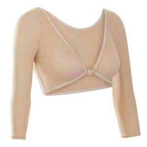 Women Sheer Mesh Crop Top Ladies Long Sleeve See Through Stretchy Blouse T Shirt - Picture 1 of 16