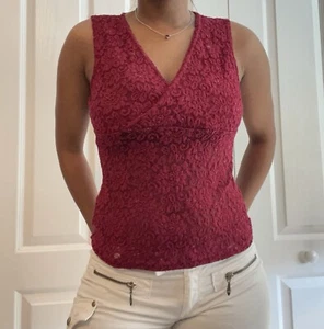 vintage 90s A. Byer red lace top - Picture 1 of 4
