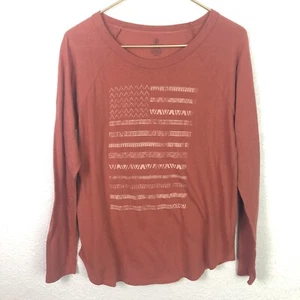 Volcom Shirt Womens S / 10 Long Sleeve Pullover Burnt Orange-Red Geometric Flag - Picture 1 of 5