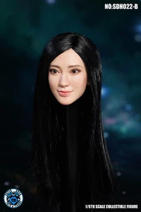 1/6 Female Black Long Hair Asian Beauty Head Sculpt Carved For 12"Figure Body - Picture 1 of 4