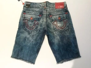 TRUE RELIGION MEN RICKY SUPER T SHORT W/FLAP INDIGO FOG MC087ZX7 NWT 34W $329 - Picture 1 of 3