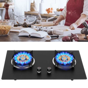 4.5KW 75cm Gas Cooktop Stove Black Glass Cook Tops Hob Cooking 2 Zones Pan New - Picture 1 of 11