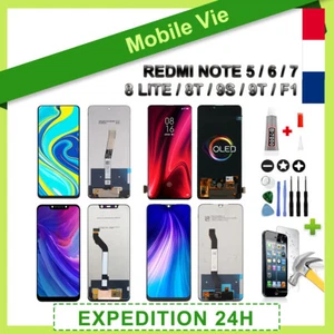 ECRAN LCD + VITRE TACTILE POUR XIAOMI REDMI NOTE 5/7/8T/9T/9S/F1 NOIR + OUTILS - Photo 1/31