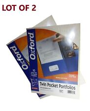 2 Packs Oxford Twin Pocket Portfolios White # 57574 Letter Size 20 Folders Total
