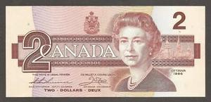 Canada 2 Dollars 1986; UNC; P-94b, C-BC55b; QEII; Two robins; Prefix: "EGP" - Picture 1 of 2
