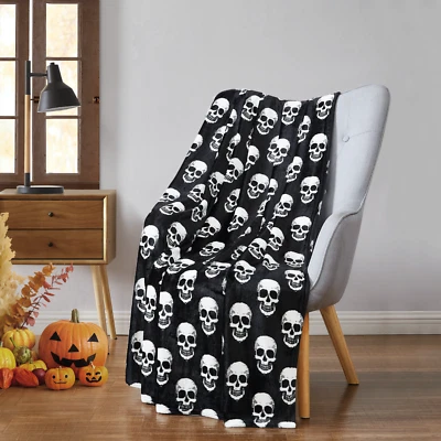 Kate Aurora Halloween Spooky Skulls Soft & Plush Oversized Accent Throw Blanket - Image 1 of 3