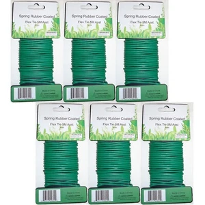 6 Packs Garden Plant Flex Twist Tie Green Rubber Coated Metal Wire 5 m x 3 mm - Picture 1 of 4