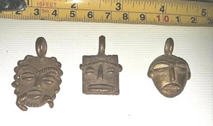 Antique Ashanti African Ghana Tribe Brass Gold Trade Weight 3 pendents - Picture 1 of 1