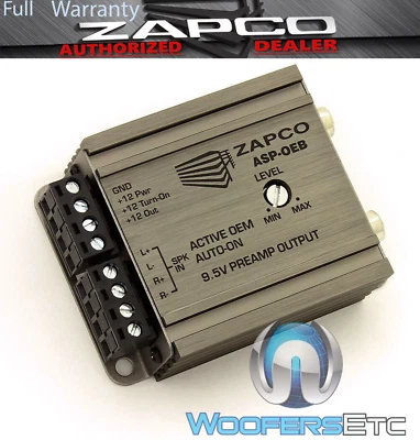 ZAPCO ASP-OEB 2-CHANNEL OEM SIGNAL ADAPTER LINE OUTPUT 9.5V RMS CONVERTER NEW - Image 1 of 4