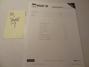 Wechsler Individual Achievement Test WIAT-III Enhanced Response Booklet as Shown - Picture 1 of 2