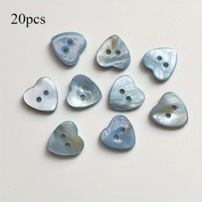20pcs Natural Shell 2-hole Flat Button Heart Garment DIY Sewing Craft - Image 1 of 4