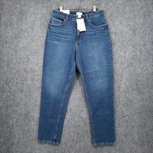 NEW H&M Jeans Womens NEW 12 Blue Mom High Waist Stretch Medium Wash Ankle Denim - Picture 1 of 18