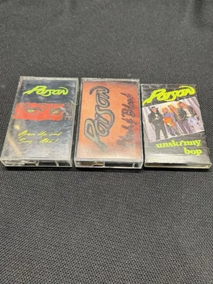 Poison Cassette Lot Of 3; Flesh & Blood, Open Up And Say Ah, Unskinny Bop - Image 1 of 4