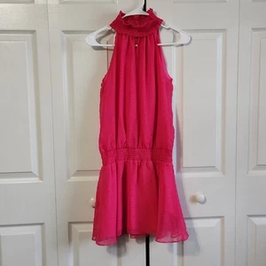 Amanda Uprichard Women's Barbie Pink Kimmie Dress In Cerise Size SM Swiss Dots - Picture 1 of 11