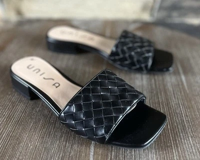 Sandalias planas de cuero vegano UNISA Unalysa talla 6,5 M acolchadas negras Foto 1 de 4