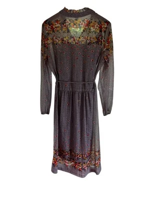 80s Vtg  Boho Floral Fairycore Dress Purple Multicolor Print Festival 16 Fits 12 - Image 1 of 4