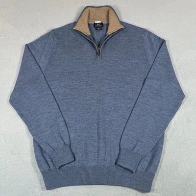 Suéter de Colección Brooks Brothers Para Hombre Grande Azul Lana Italiana 1/4 Cremallera Pullover Foto 1 de 4