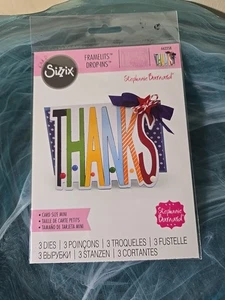 Ultra Rare! Sizzix Framelits Drop-ins Thanks 662258 Stephanie Barnard - Picture 1 of 11