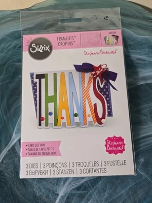 Ultra Rare! Sizzix Framelits Drop-ins Thanks 662258 Stephanie Barnard - Image 1 of 4