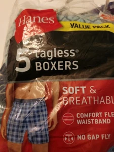 Herren Neu Hanes Boxershorts 5 Paar Medium Unterwäsche Etikettlos - Bild 1 von 4