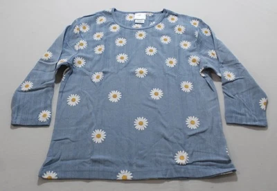 Morning Sun Women's Denim Daisy 3/4 Sleeve All Over Print T-Shirt EH6 Blue Large - Image 1 of 3