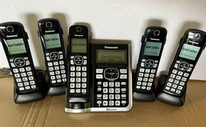Panasonic Cordless Phone Set Of 5 KX-TGFA51 Phones & KX-TGF570 Base, +. Used - Zdjęcie 1 z 18
