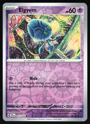 Elgyem 073/162 Pokemon SV05: Temporal Forces Reverse Holo Common NM - Image 1 of 2