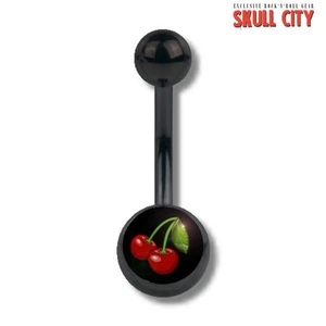 BLACK CHERRIES NAVELSTUD - Bauchnabel Piercing - Schmuck Banane Cherry Kirsche - Picture 1 of 1