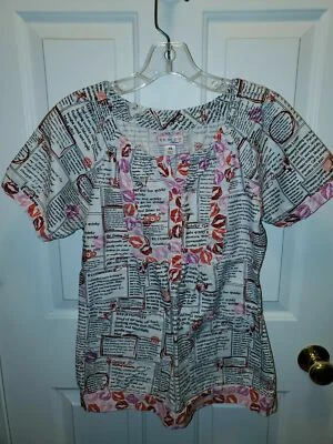 KOI by Kathy Peterson Women’s pink/raspberry cotton v-neck scrub top x-small - Image 1 of 4