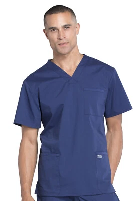 Blusa Médica Cherokee Ropa de Trabajo Hombres Cuello en V Alta WW695T NAVEGACIÓN Azul Marino Envío Gratuito Foto 1 de 4