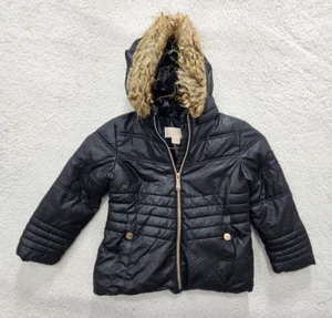 Michael Kors Jacket Girls 4 Black Polyester Full Zip Hooded Puffer Outer Wear - Picture 1 of 18