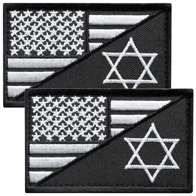 2 pcs set Israel flag American Flag Patch Set, Embroidered USA Israeli Flag - Image 1 of 4