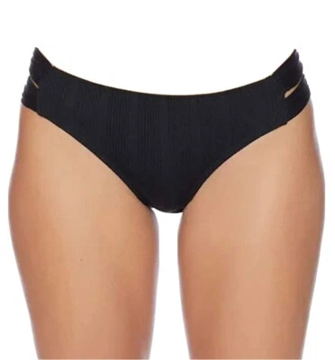 Traje de baño para mujer Athena con lengüeta de laurel lateral parte inferior de bikini, línea fina negro, 8 Foto 1 de 3
